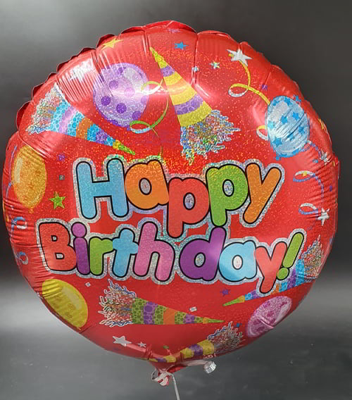 בלון הליום יום הולדת שמח 18" - אדום 