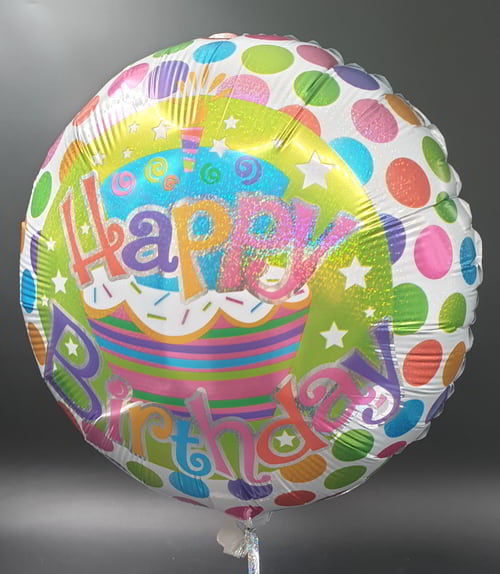 בלון הליום יום הולדת שמח 18" - לבן