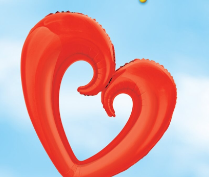 בלון הליום לב אדום 36"