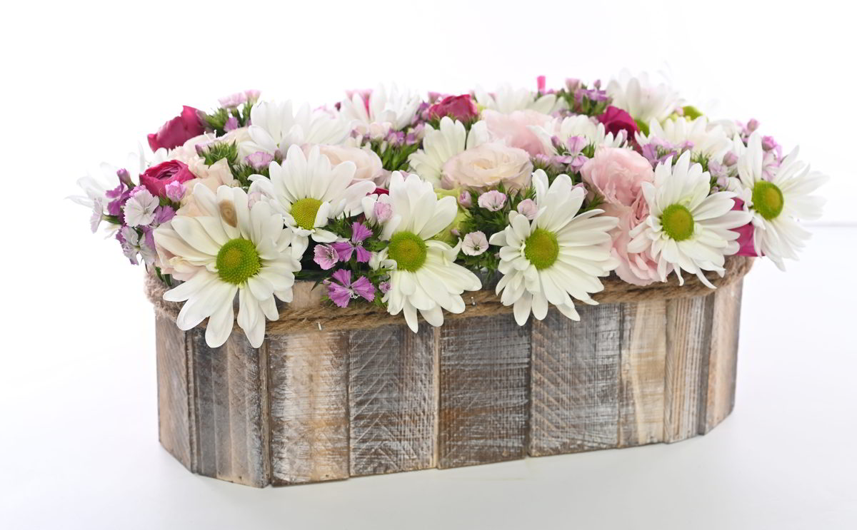 סידור פרחים כפרי